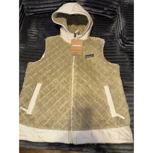 Patagonia Los Gatos Hooded Vest Women’s Large Reversible Smoulder Beige NWT $119